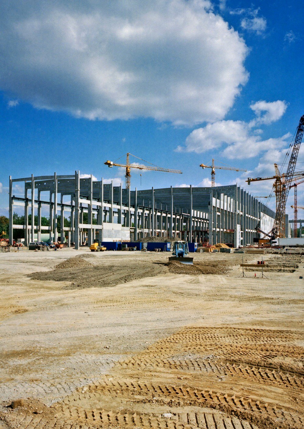 Construction and infrastructure project site with heavy equipment